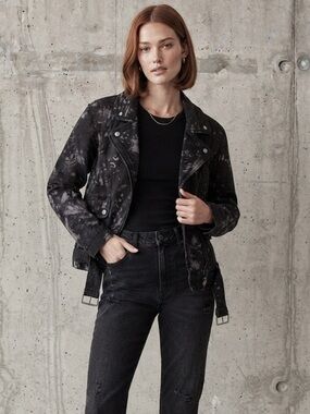 Aritzia Wilfred Black Linen & Cotton Blend Jacket Size Extra Extra Small XXS